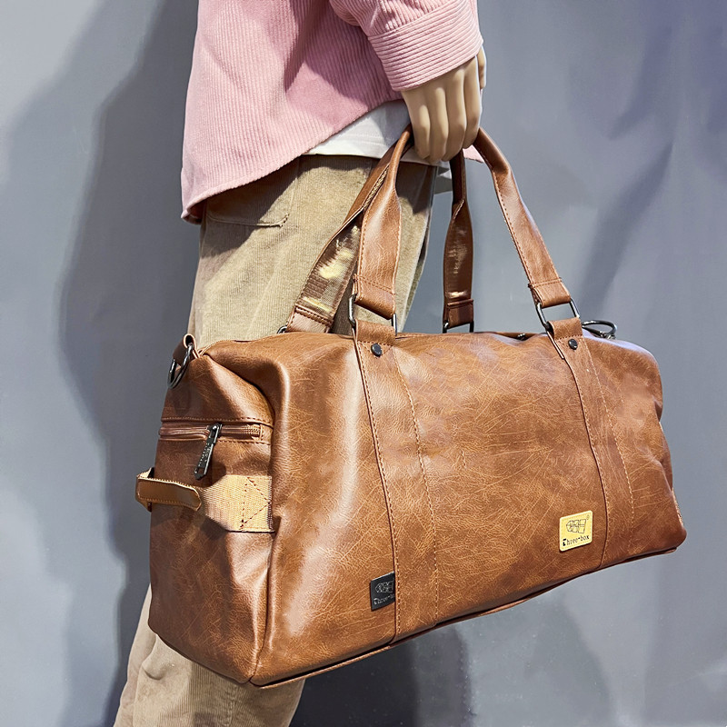 threebox运动休闲男单肩包pu皮健身旅行包潮牌女韩版瑜伽包斜挎包