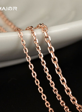 925纯银项链女镀18K玫瑰金银链子十字链锁骨链吊坠配链水波链银饰