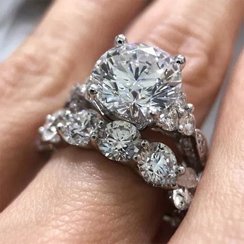 跨境爆款套戒 欧美时尚超大颗锆石排戒女士对戒结婚订婚戒指r6588