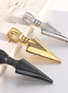 欧美跨境亚马逊新品20MM铸造箭头304不锈钢项链时尚吊坠批发热卖