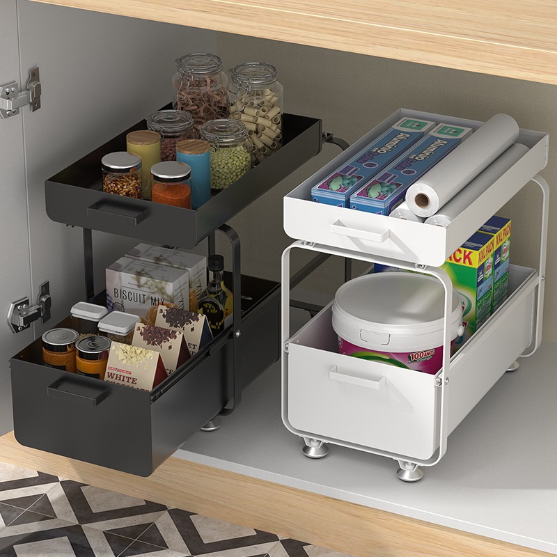 华珍诚碳钢下水槽置物架可推拉