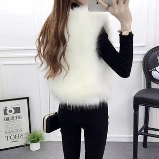 加厚无袖 背心马夹时尚 毛毛外套女 短款 2025秋冬仿皮草马甲女修身