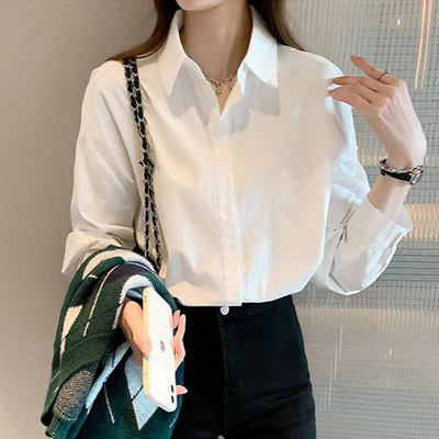 修身韩版单排多扣长袖浊纺衬衫