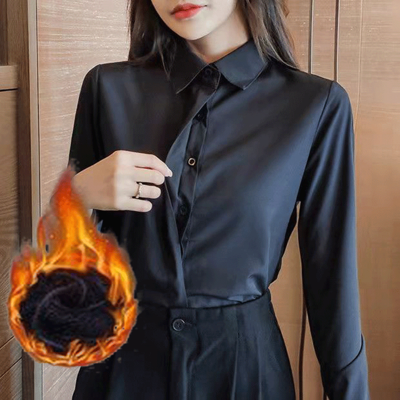 宽松韩版单排多扣长袖混纺衬衫