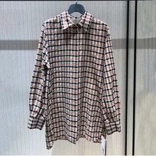 新款女装秋冬新款百搭宽松格子中长款休闲长袖衬衫衬衣5300701