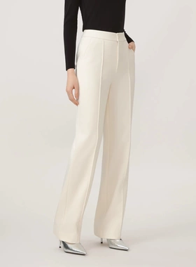 2025新款秋冬季row风窄版毛呢女加厚加绒休闲裤糯米裤子110036