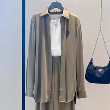 阿玛施女装2025秋新冬款宽松加绒中长款长袖衬衫上衣衬衣5300701