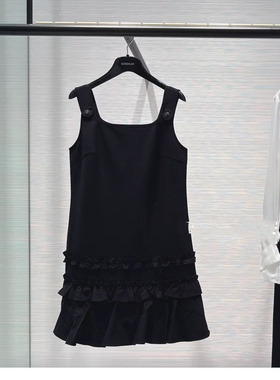 正品国内代购女装气质减龄多层荷叶边秋新款无袖连衣裙外搭150051