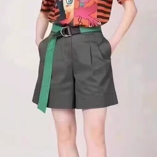 1100209 百搭显瘦宽松休闲裤 阿玛施通勤风高腰直筒短裤 女2026春季