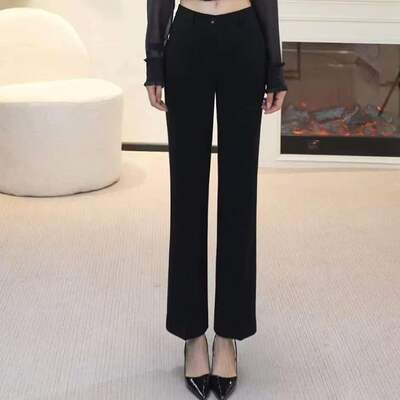 阿玛施春款高腰显瘦直筒西装裤子