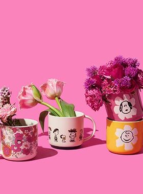 日本代购 afternoon tea下午茶史努比PEANUTS FLOWER系列陶瓷水杯