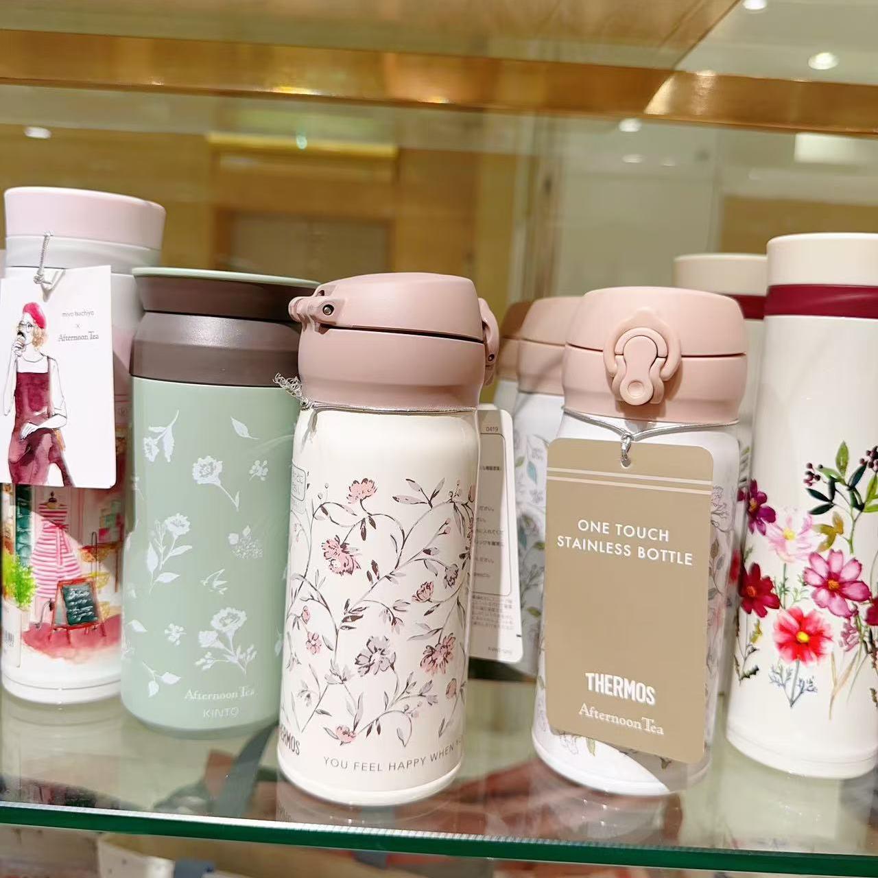 日本代购 afternoon tea 2024花卉保温杯355ml 保热保冷膳魔师