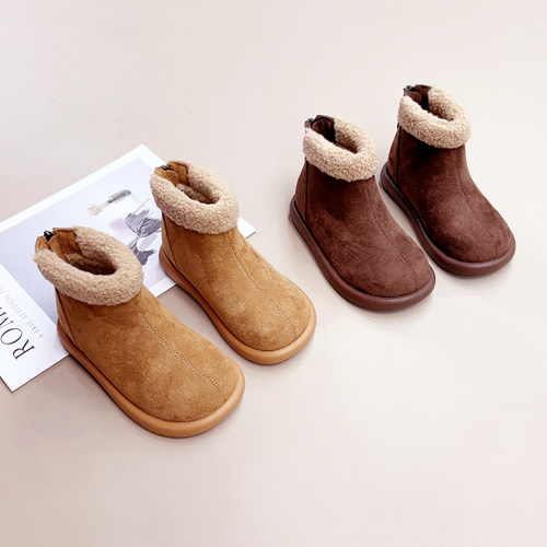 女童靴子童鞋2025秋冬季新款儿童雪地靴小女孩毛毛鞋加绒加厚棉鞋