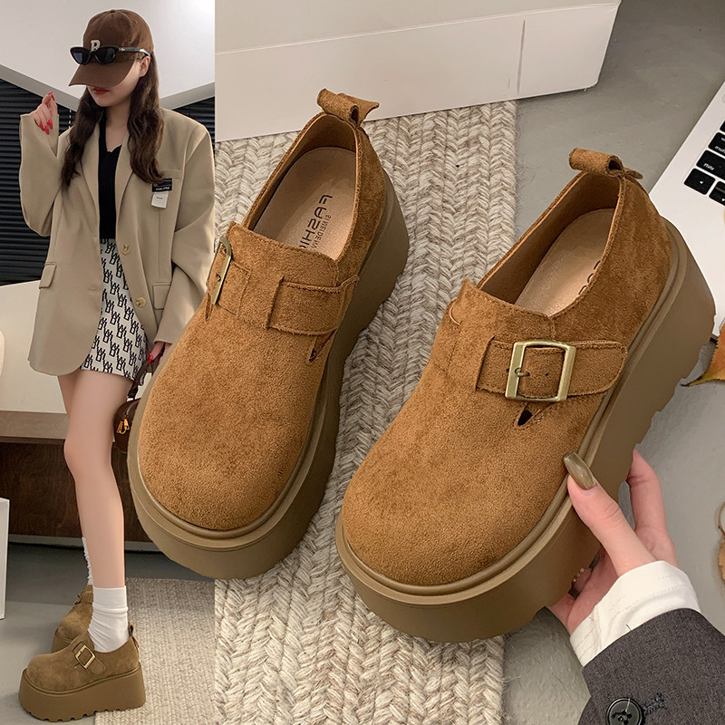 厚底增高勃肯鞋女小个子豆豆单鞋