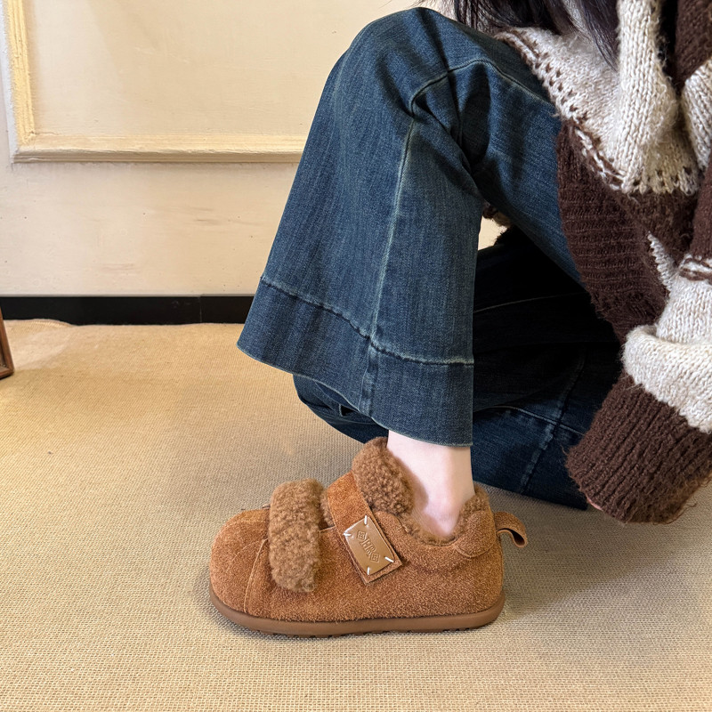 豆豆勃肯鞋女加绒雪地靴保暖棉鞋