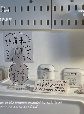 整日不营业原创「肌肉兔子」ins风透明可爱苹果AirPod1/2保护套pro2磨砂AirPods3代硅胶pro3耳机壳