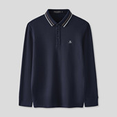 男式 Polo 马可波罗Marc MOP麦穗提花&5A抗菌春季 百搭长袖 polo衫