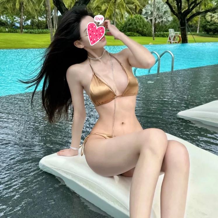 泳衣女金色比基尼性感小胸三点式
