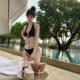 泳衣女黑色纯欲性感比基尼三点式 小胸绑带显瘦温泉沙滩度假bikini