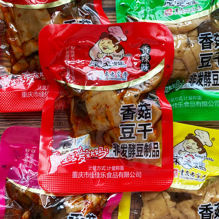 宋大妈香菇豆干五香鸡汁香辣烧烤味豆腐干下酒菜小吃解馋休闲零食