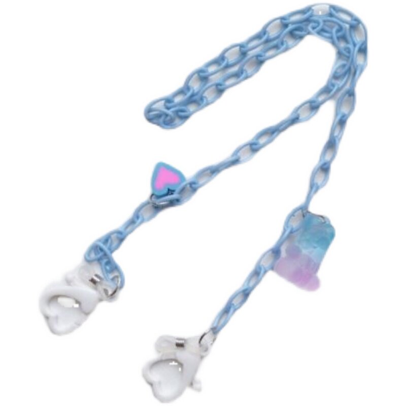 INS WIND GRADIENT FROSTED BEAR LOVE PENDANT MASK ANTI-CHAIN GLASSES SUNGLASSES CHAIN HALTERNECK ANTI-NECKLACE