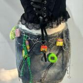 饰朋克腰链裤 链装 链配饰 jk裙子嘻哈裤 欧美风y2k腰链绿色ins链条