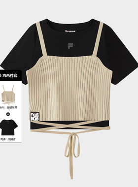 Fila/斐乐女子上衣两件套夏季新款时尚百搭运动背心T11W433106F