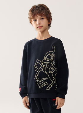 Fila/斐乐冬季新款男中大童户外时尚宽松运动套头卫衣K12B614203F