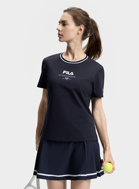 Fila/斐乐女士夏季休闲健身圆领短袖针织运动T恤衫A11W433105F