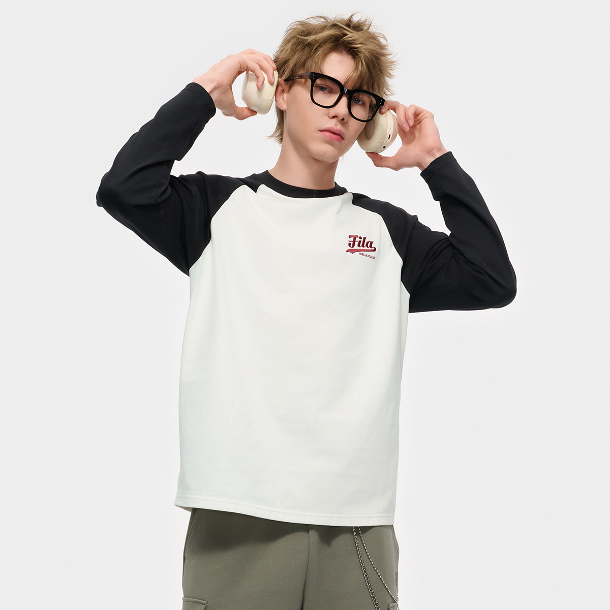 斐乐男女款潮流运动宽松长袖T恤