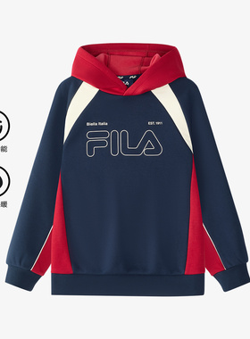 Fila/斐乐秋季新款男中大童经典生活加绒保暖连帽卫衣K12B441214F