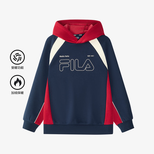 Fila/斐乐秋季新款男中大童经典生活加绒保暖连帽卫衣K12B441214F