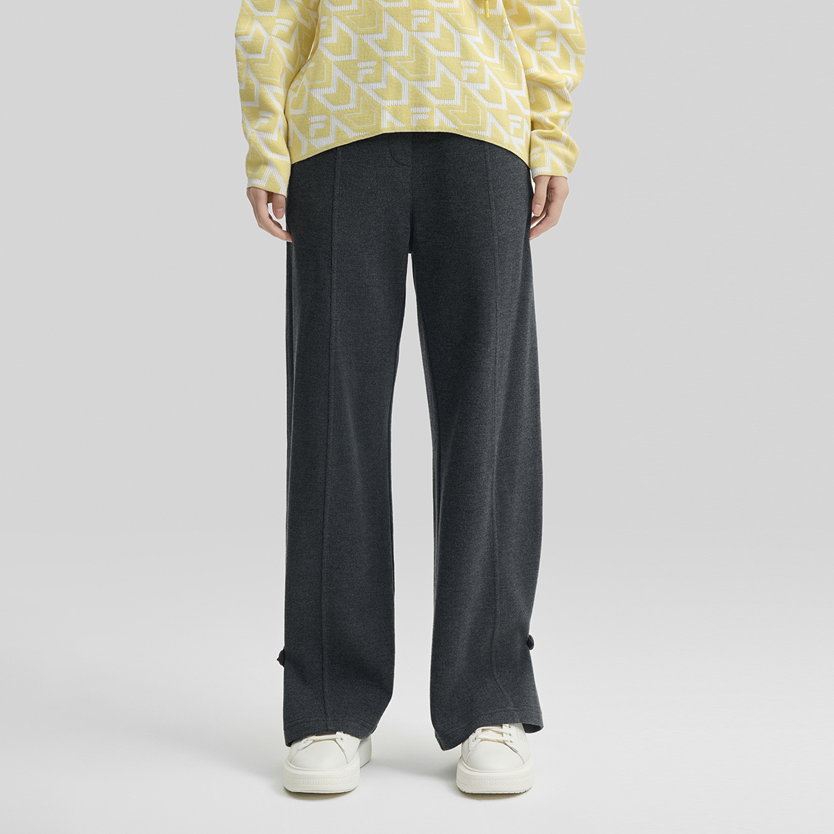 斐乐女子时尚休闲阔腿针织长裤