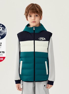 Fila/斐乐冬季新款男中大童户外经典生活轻薄羽绒马甲K12B541905F