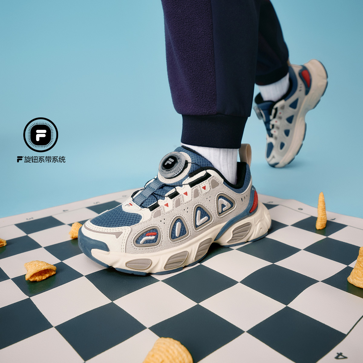 斐乐妙角南男小童儿童复古跑鞋