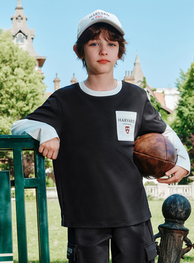 Fila/斐乐KIDS X HARVARD哈佛联名款男童经典长袖T恤K12B534212F