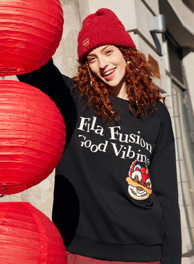 Fila/斐乐秋季新款男女同款户外潮流运动宽松套头卫衣T11U513201F