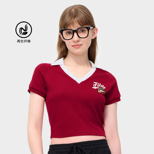 斐乐女子潮流运动短款短袖POLO衫