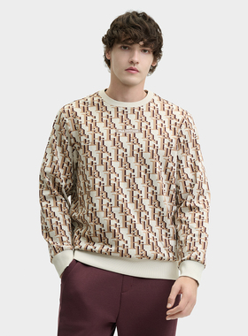 Fila/斐乐男子时尚休闲舒适纯棉满印套头卫衣圆领上衣F11M448214F