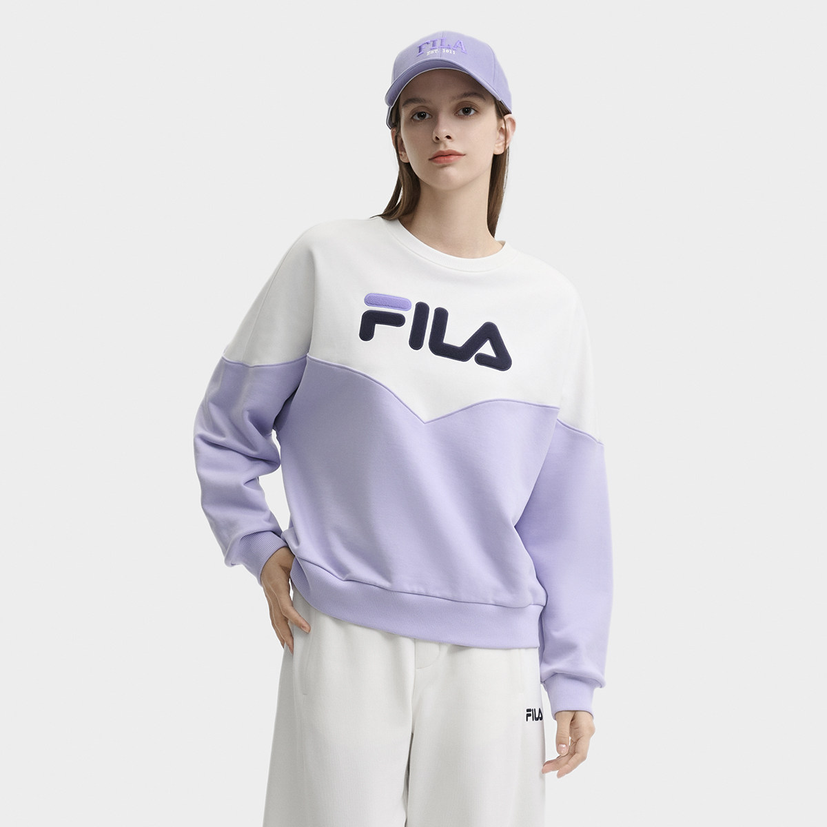 斐乐女子纯棉套头卫衣针织衫