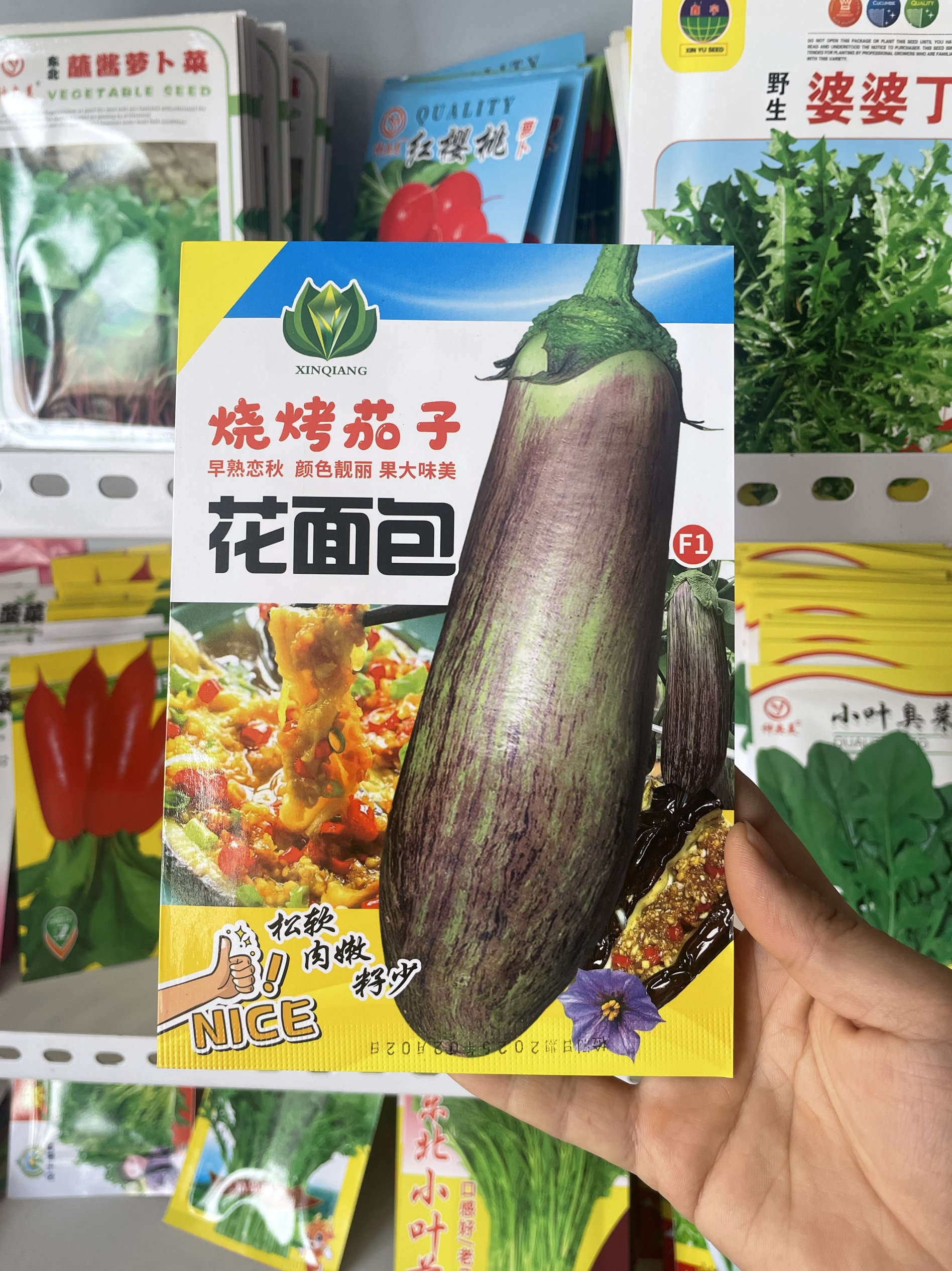 花面包烧烤茄子种子东北农家花茄子籽面包茄子皮薄籽少面糊