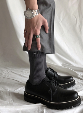 junmanner 纯色高筒日系潮流纯棉黑白四季款简约长款男生防臭袜子