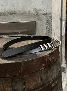 junmanner 针扣百搭黑色美式复古高级感装饰男生牛仔裤带皮带腰带