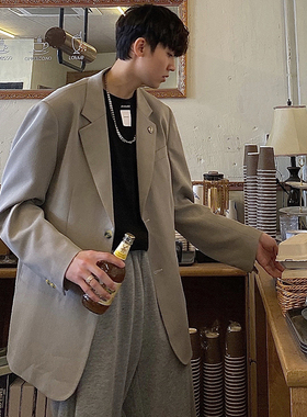 junmanner 自制别针西装男复古新款韩版潮流休闲西服帅上衣外套