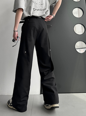 junmanner 微喇叭阔腿美式复古宽松直筒耐磨休闲牛仔裤春秋男裤子