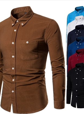 灯芯绒长袖衬衫Kesimo大码