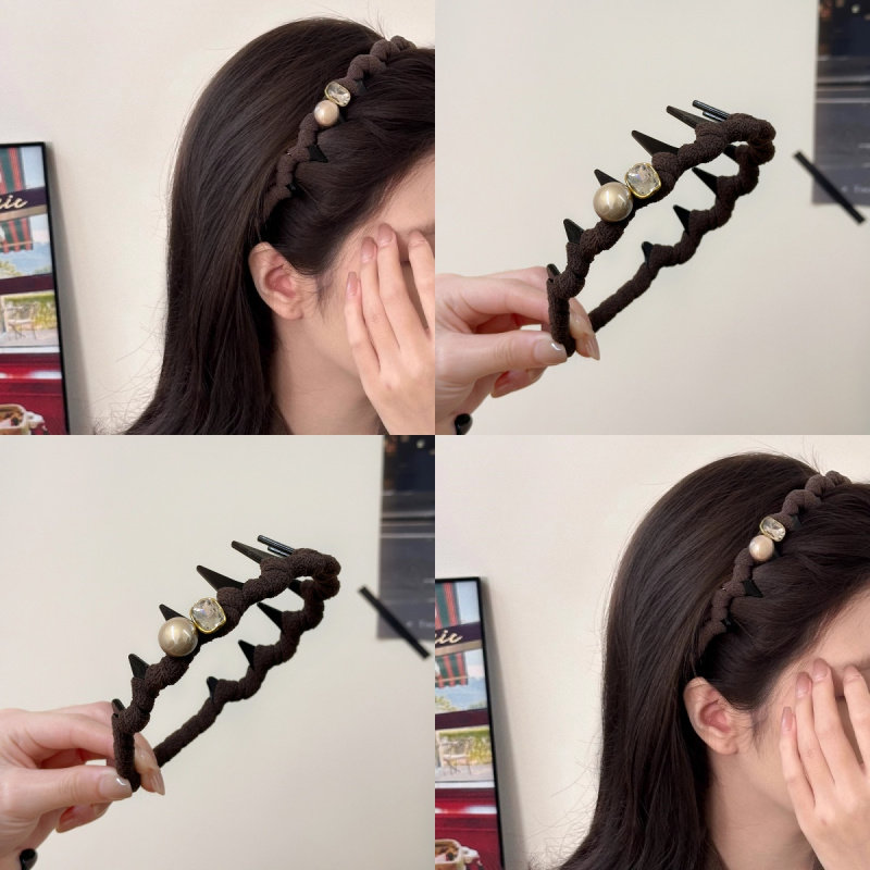 珍珠高顱頂發箍帶齒防滑頭飾女秋