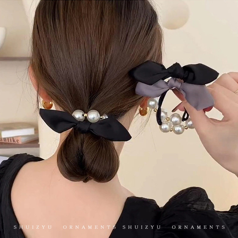 珍珠蝴蝶结发绳女生扎头发皮筋高弹力耐用橡皮筋头绳绑发发圈发饰