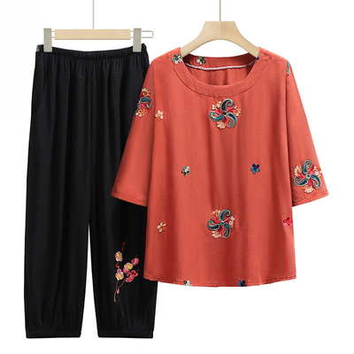 夏季新款中老年大码女装民族风刺