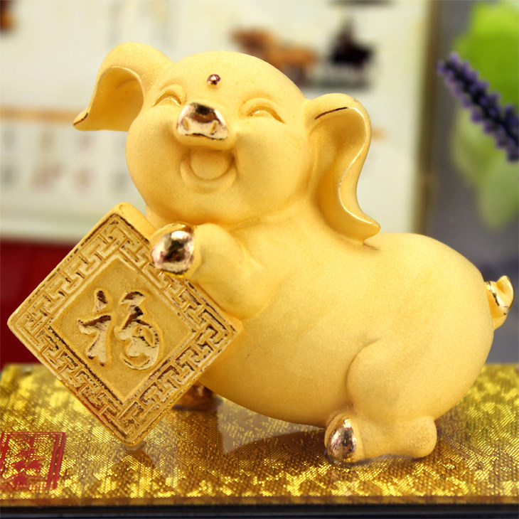 明清古典家居饰品纯手工动物摆饰十二生肖金摆件绒沙金招财进宝摆